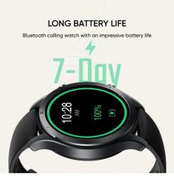 Realme TechLife Watch R100 Bluetooth Calling & 1.32inch Metallic Dial Smartwatch (Black Strap, Free 