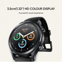 Realme TechLife Watch R100 Bluetooth Calling & 1.32inch Metallic Dial Smartwatch (Black Strap, Free 