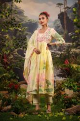 Premium Soft Mul Cotton Printed Anarkali Ghera Embroidered Dress For Women