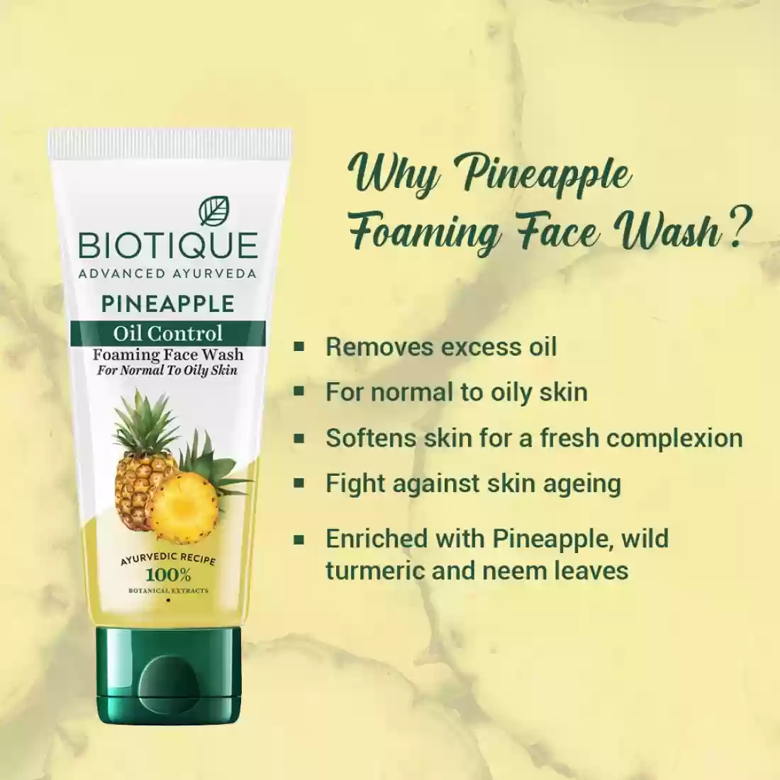 BIOTIQUE Face  Body Combo-Pineapple Oil Control Foaming   Apricot Body Wash Face Wash (200 G)