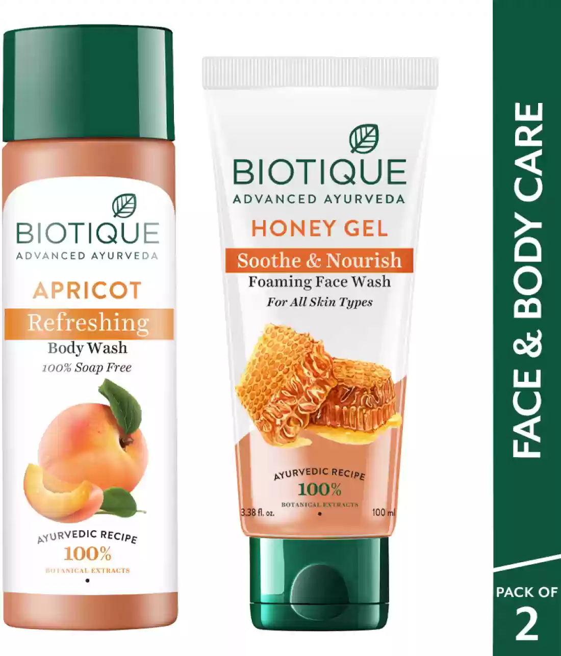 BIOTIQUE Face  Body Care Combo Apricot Body Wash  Honey Gel Foaming  Face Wash (200 G)