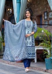 Pure Cotton Printed Pakistani Kurti With Cotton Dupatta Pants