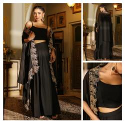 Crop Top Skirt Dress With Shrug For Women 