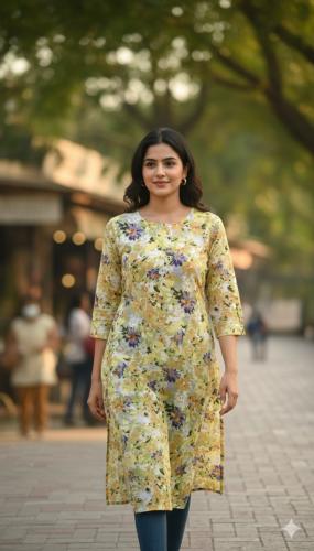 Floral Printed Cotton Kurti