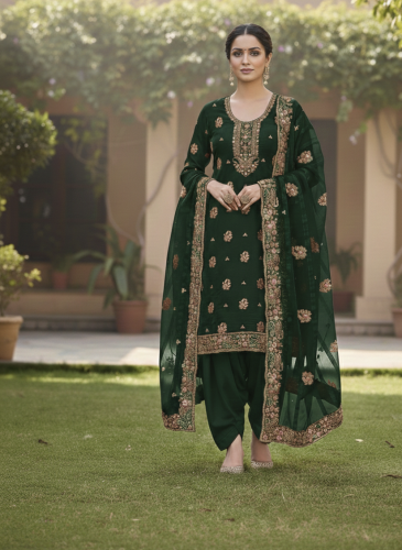 Elegant Teal unstitched Embroidered Suit Set with 