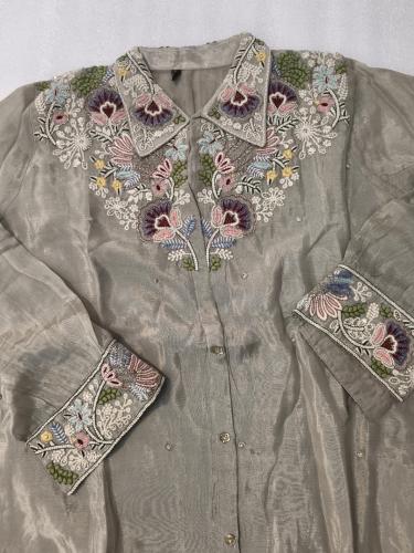 Elegant Grey Embroidered Co-Ord Set for Women