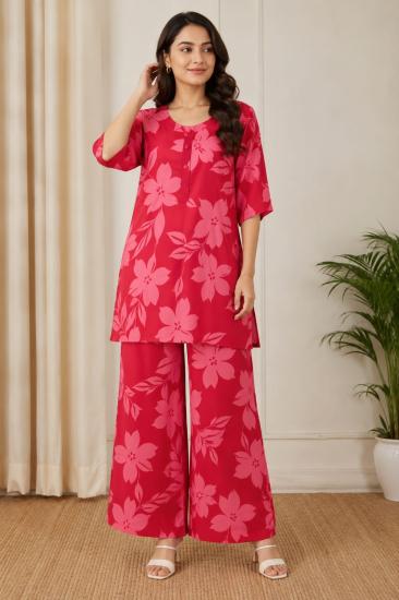 Cherry Blossom Floral Printed Coord Set For Women